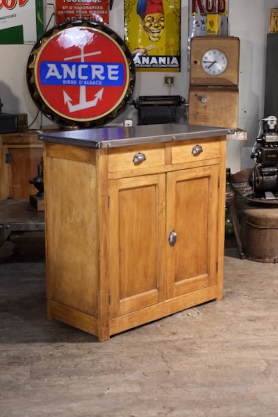 petit buffet parisien de metier ancien vers 1900 bois et metal 